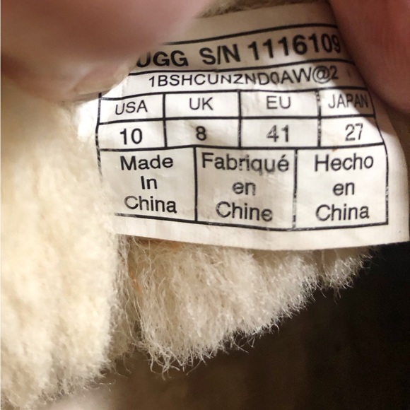 UGG Womens Tan Suede Cream Shearling Bootie Sz 9.5 - Picture 6 of 7